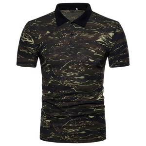 เสื้อโปโลลายพรางสำหรับผู้ชาย พร้อมกระเป๋าปะขนาดใหญ่ ผ้าถักกันยับ พิมพ์ลาย สำหรับเล่นกอล์ฟ - Product Image 2