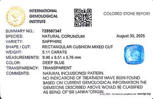 Zafiro azul natural de 5.11 quilates, talla cojín, de Sri Lanka, piedras sueltas para la fabricación de joyas y anillos BSCN-41 - Product Image 6