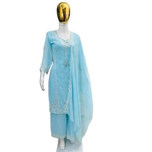 Salwar Kameez de Diseño con Bordado de Lentejuelas en Tela Georgette Fox Pesada, Top Reversible para Fiesta, Zain Exports, Casual para Todas las Estaciones - Product Image 1
