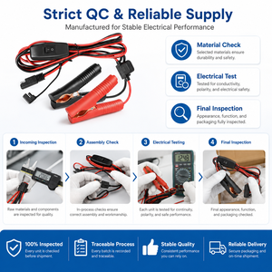 Cavo <span class=keywords><strong>Batteria</strong></span> con Clip a Coccodrillo SAE a 2 Pin, Interruttore On/Off, Protezione da Sovraccarico con Fusibile, Resistente all'Abrasione, Classificato 50A - Product Image 3
