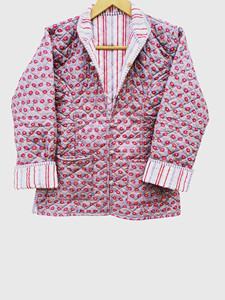 เสื้อแจ็คเก็ตผู้หญิงไซส์ใหญ่ ลายดอกไม้ แต่งผ้าแบบควิลท์ คอปกเว้าติดกระดุม แขนยาว สไตล์ลำลอง - Product Image 1
