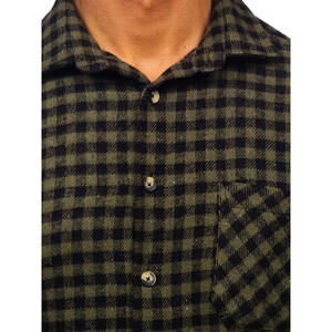 2026 Wholesale Custom Logo And Design Streetwear Boxy Fit Sun Faded Long Sleeve Men Baggy <b>Patchwork</b> Color Plaid Flannel <b>Shirt</b> - Product Image 4