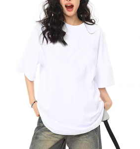Camiseta Blanca Oversize de Algodón para Mujer, Estilo Minimalista Casual, Top de Moda con Hombros Caídos - Product Image 3