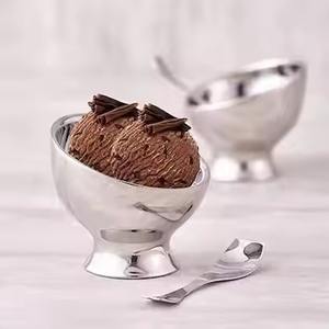Decorative Metal Ice Cream <b>Bowl</b> With Spoon Stainless Steel <b>Dessert</b> Cup - Product Image 5