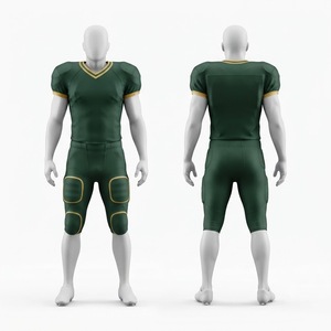 Custom American Football Uniform Set Green Jersey With Gold Trim Fitted Moisture Wicking Short Sleeve For Men Adults All Seasons - Product Image 1