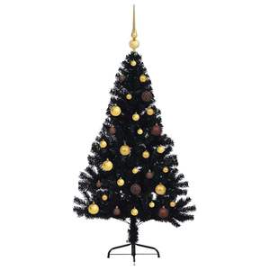 Albero di Natale Artificiale in PVC Nero Pre-Illuminato, 150 cm - Product Image 4