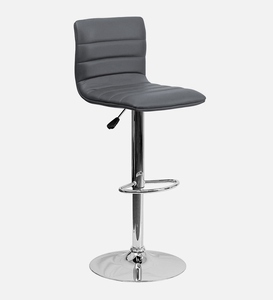 Taburete de Bar Moderno Giratorio de Altura Ajustable en Cuero Sintético Indus, Color Gris Oscuro, Estructura Metálica, Altura de Barra, Mueble de Cocina Acolchado - Product Image 1