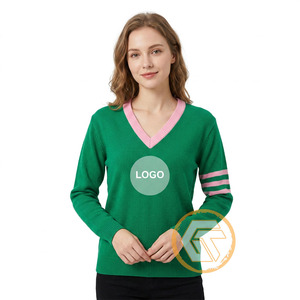 Alpha personnalisé |   Kapa Acrylic Embroidered V-neck Full Sleeve Winter Sorority High Quality Greek Apparel Women Breathable - Product Image 1