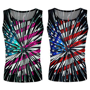 Camiseta sin mangas con estampado de sublimación de la bandera estadounidense, camiseta sin mangas para gimnasio, camiseta sin mangas de poliéster, camiseta sin mangas para correr, proveedor de ropa deportiva atlética - Product Image 3