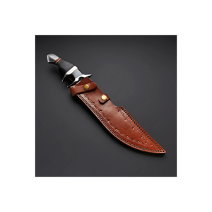 Cuchillo de Hoja Fija de Acero de Damasco en Oferta, con Mango Ergonómico Negro, Hoja Curva, para Caza, Camping y Supervivencia al Aire Libre - Product Image 3