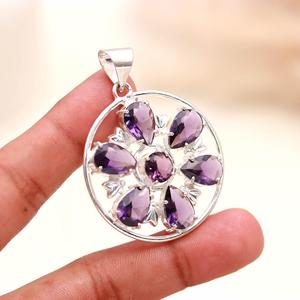 Pendentif en argent sterling avec améthyste : Bijou audacieux en forme de goutte d'eau (Pierre de naissance de février) - Product Image 3