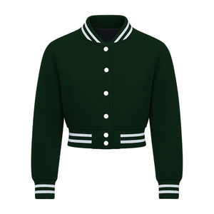 Custom Winter Luxury Women's Cropped College Jacket Chenille Embroidery Letterman <b>Wool</b> <b>Quilted</b> Varsity Stylish Knitted - Product Image 1