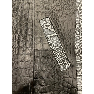 Gilet de moto en cuir véritable de vachette gaufré crocodile pour homme, imprimé python noir, fermeture éclair sur le devant - Product Image 6