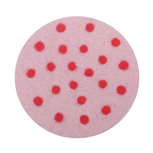Sous-verre en feutre fait main de qualité supérieure, en laine de Népal, motif pois rouges et corps rose, écologique, motif étoile, adapté aux animaux domestiques, lavable - Product Image 1