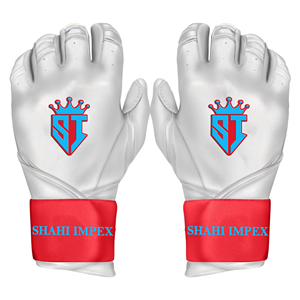 Gants de baseball Shahi Impex blancs et rouges, qualité supérieure, 100% cuir CABRETTA, épaisseur 0,09 mm, légers et durables - Product Image 1