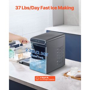 Macchina per Ghiaccio a Pepite in Acciaio Inossidabile, Capacità 37 libbre/24H, Autopulente, con Cesto per Ghiaccio Masticabile, Elettrodomestico da Cucina - Product Image 3