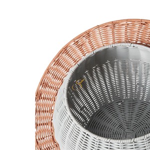 Cute Planet Shaped Rattan <b>Basket</b> <b>with</b> <b>Lid</b> Woven Decorative Toy Storage Bin Grey Space Theme Blanket Floor Hamper - Product Image 2