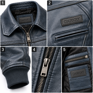 Nueva Tendencia Chaqueta de Cuero Genuino de Piel de Vaca Azul Pizarra para Hombre, Estilo Aviador Vintage, Abrigo Bomber Pesado para Invierno, Proveedor - Product Image 6
