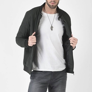 Chaqueta Bomber Negra para Hombre, Cuello Alto, Cierre de Cremallera, Informal, de Poliéster, Resistente al Viento, para Otoño - Product Image 6