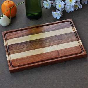 Planche à découper en bois d'acacia, planche à hacher rayée, planche de boucher rectangulaire pour la préparation des aliments en cuisine, planche de service pour usage professionnel 5 étoiles - Product Image 1