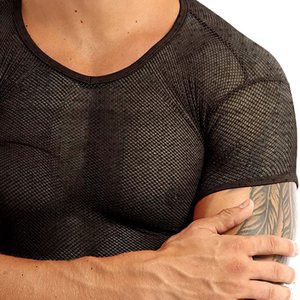 Camiseta Deportiva Ligera de Malla para Hombre, Tejido Ventilado, para Gimnasio, Running, Casual, de Secado Rápido, Ajustada - Product Image 6