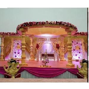 Mandap Dorado Único para Bodas a Bajo Costo, Decoración Real para Bodas Hindúes, Decoración de Mandap Radhika, Decoración de Mandap Vedika para Ceremonias de Boda Indias en el Reino Unido - Product Image 1