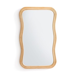 Best Selling Natural Rattan Wavy <b>Mirror</b> <b>Rectangular</b> Wicker Wooden <b>Wall</b> Hanging Decorative <b>Mirrors</b> - Product Image 1
