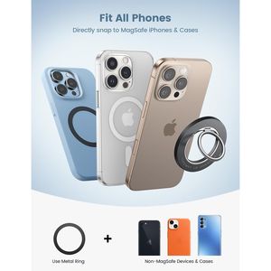 Supporto ad Anello Magnetico per MagSafe con Rotazione a 360 Gradi, Impugnatura Magnetica per Telefono, Accessorio Kickstand - Product Image 3