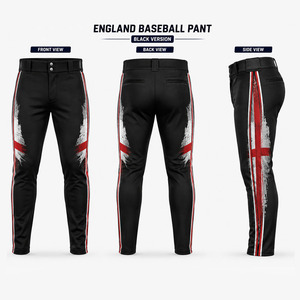 Men's <b>Black</b> Sublimated Baseball <b>Pants</b> With Red White Stripes Button Fly And Pockets Quick Dry Slim Fit All Seasons Baseball <b>Pant</b> - Product Image 6