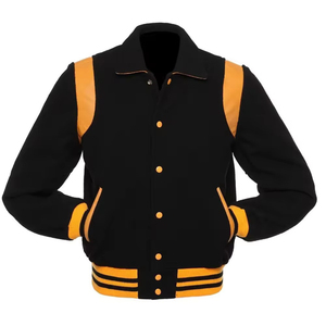 Custom Plus Size Vintage Hooded <b>Waterproof</b> Windproof Varsity Baseball <b>Jacket</b> 100% Wool Canvas Unisex <b>Winter</b> Team Use Front Logo - Product Image 1