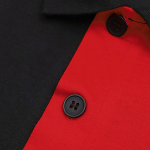 Polo de Hombre con Bloques de Color, Manga Corta, Tejido, Casual, Rojo y Negro, Diseño Sólido, Corte Regular - Product Image 3