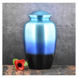 Urnes de crémation en métal imprimées de taches noires de couleur gris céleste pour les cendres humaines - Product Image 4