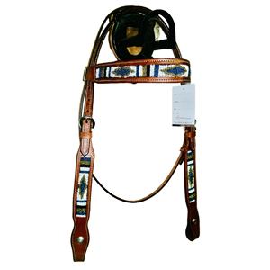 Cabecera de caballo occidental de alta calidad tallada a mano y cuero con cuentas Venta superior para montar a caballo - Product Image 1