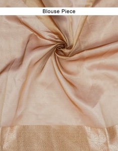 Sari de Seda Banarasi Marrón KV con Blusa Sin Coser - Prenda Tradicional para Fiestas, Sin Arrugas y Reversible - Product Image 6