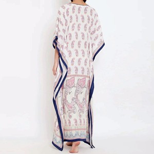 Vestido Largo de Gasa con Estampado Paisley para Mujer, Cuello en V, Manga Corta, Estilo Kaftán, para Eventos Nocturnos - Product Image 5