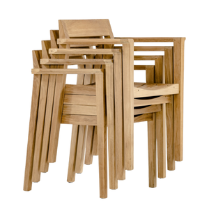 Ensemble de salle à manger d'extérieur moderne en teck avec table carrée et 4 chaises, mobilier de jardin résistant aux intempéries, design en bois massif - Product Image 5