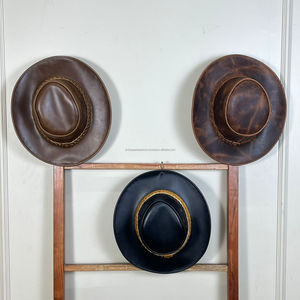 Sombreros de Vaquero de Cuero Genuino de Primera Calidad para Adultos, Sombrero con Banda Trenzada y Grabado en Relieve, Moderno y Unisex - Product Image 5