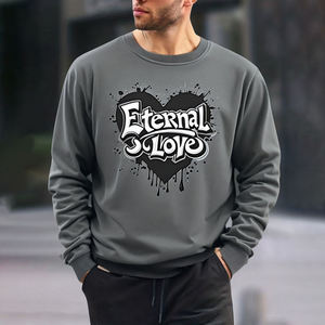 Nouveau sweat-shirt à manches longues pour homme 100 % polyester col rond coupe ample couleur unie imprimé pour l'automne Commerce extérieur - Product Image 1
