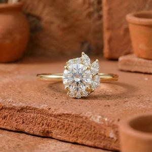 Bague florale en diamant rond VS1 de 2,00 carats, cultivé en laboratoire, avec or massif 18 carats, pour femme, idéale pour mariage, fête ou occasion spéciale - Product Image 1