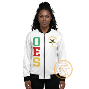 High Quality 100% Silk Satin Eastern <b>Star</b> Embroidered Quilted Waterproof Breathable Varsity <b>Jacket</b> 100% Polyester Filling OES - Product Image 3