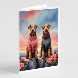 Lunatique Airedale Terrier Deux Coeurs Paquet de 8 Cartes de Note A7 Vierges avec Enveloppes 5x7 Cartes de Voeux Taille - Product Image 1