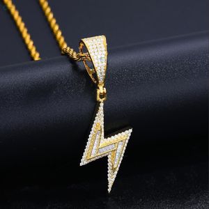 Pendentif Éclair Hip-Hop Unisexe Personnalisé Style Rappeur avec Diamant de Laboratoire Taille Baguette Effet Givré - Product Image 6
