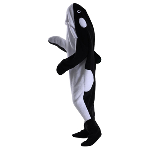 Lindo disfraz de orca con capucha, mono de dormir de longitud completa para mujer, ropa de casa de invierno de forro polar suave - Product Image 1