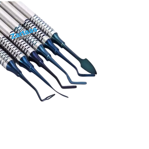 Juego de 6 espátulas de acero inoxidable para cemento dental compuesto azul, instrumentos quirúrgicos dentales de titanio amarillo - Product Image 6