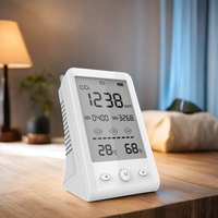 Medidor de CO2 NDIR de Escritorio, 400-5000 ppm, Detector de Dióxido de Carbono Recargable, Monitor de Temperatura y Humedad para Hogar, Oficina y Aula