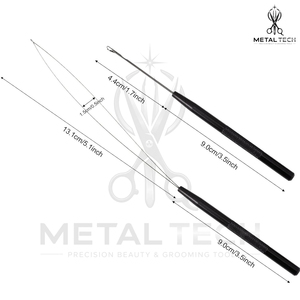Curved Wire Loop Micro Bead Threading Needle Flexible Extension <b>Puller</b> Matte Black Handle Salon Equipment Sourcing - Product Image 3