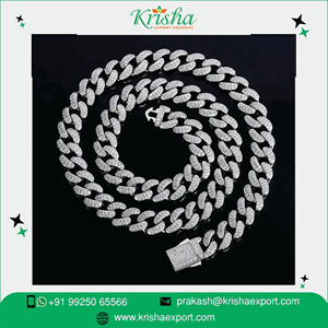 lab grown diamond Cuban link Chain loose lab grown CVD and HPHT diamond with Jewelry Yellow Solid Gold Cuban Link Chain <b>Necklace</b> - Product Image 3