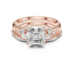 Bague de fiançailles en diamant de laboratoire taille Asscher 2 carats, or massif 18 carats, certifiée IGI, ensemble nuptial Milgrain, alliance assortie VVS E-F - Product Image 5