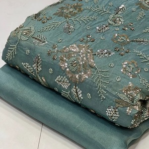 Export Quality Embroidered Silk Fabric with Beads Bulk Supply Silk Fabric with Beaded Embroidery For Clothing Industry Beaded - Product Image 6