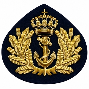 Écusson brodé main personnalisé en fil d'or, motif Couronne et Ancre, emblème brodé fait main de qualité supérieure - Product Image 1